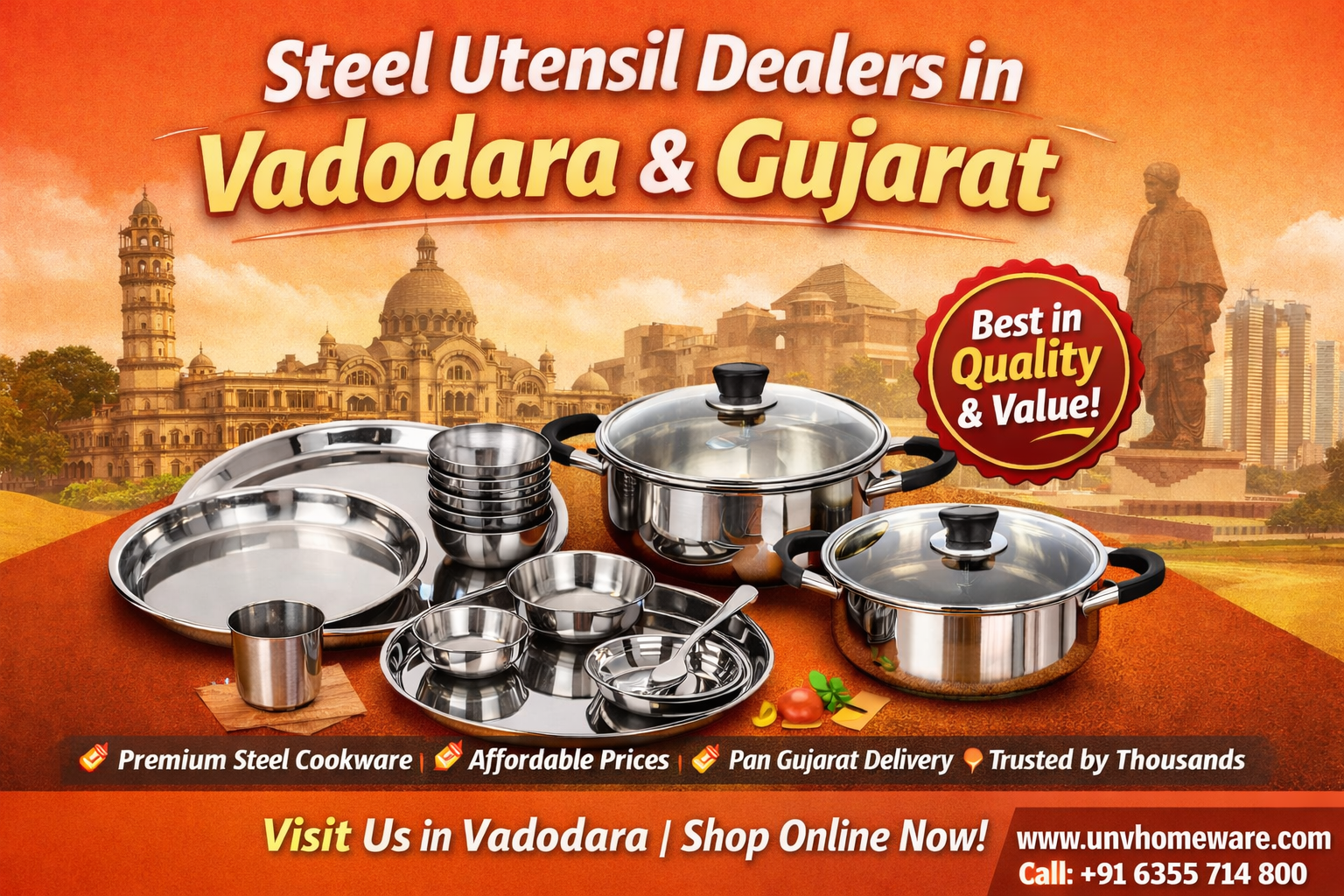 Steel Utensils Dealers in Vadodara, Gujarat